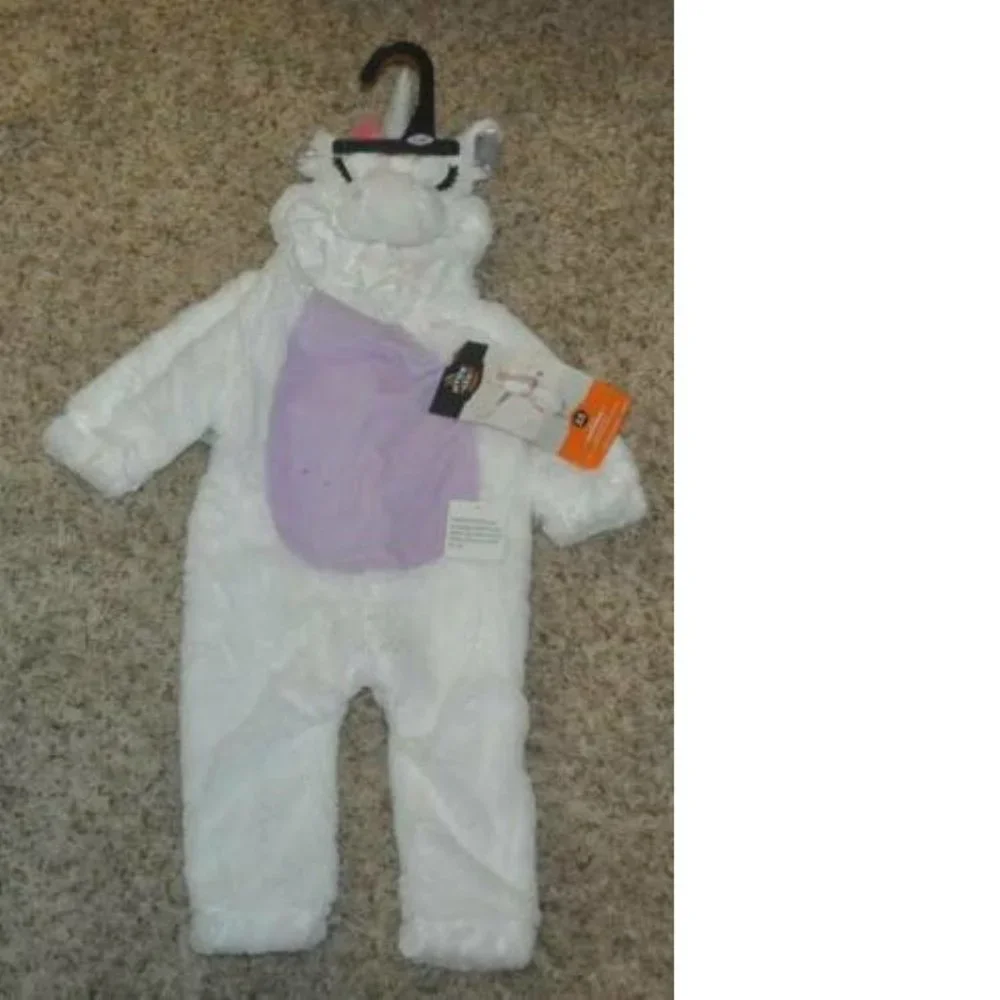 Unicorn Halloween Costume 0/6 months 1Pc Plush Hooded Wings Jumpsuit Infant Baby